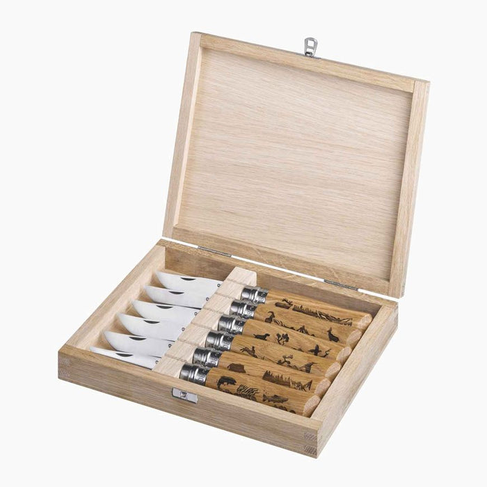 Opinel Wooden Box Of 6 Assorted Animalia Knives N.08 (2342)