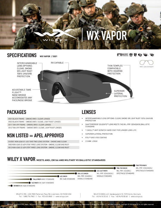 Wiley-X Vapor Lens Only