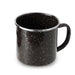 Black speckled mug on a white background