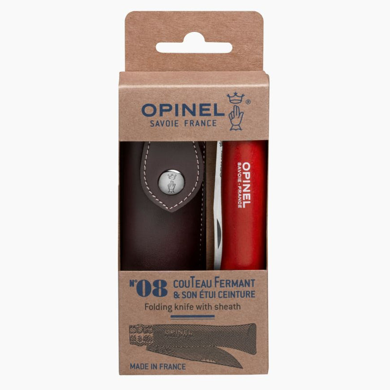 Opinel No.08 Trekking Colorama Red Handle + Sheath Set (1890)