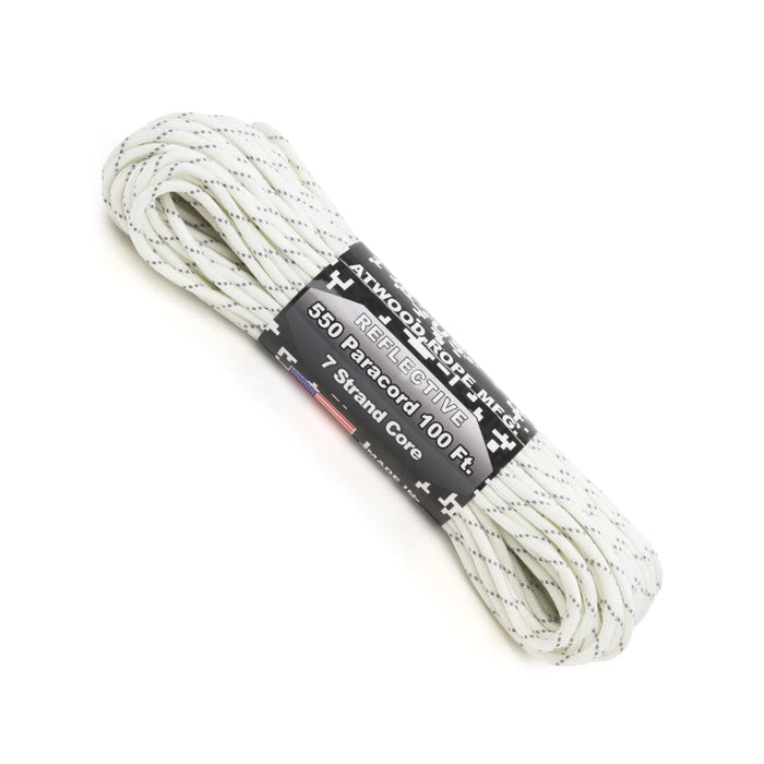 Parachute Cord White With Single Black Reflective Strip 100 ft Roll (Rg1083H)