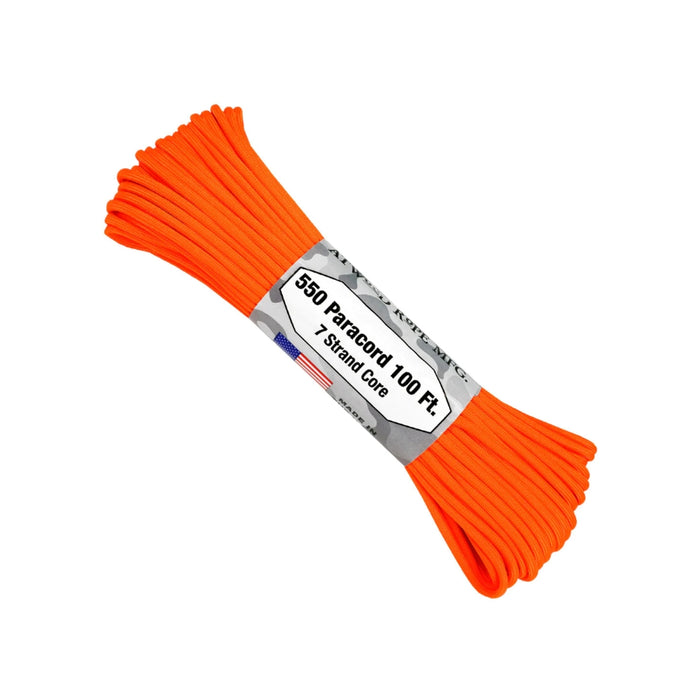 Parachute Cord Neon Orange 100 ft Roll S17