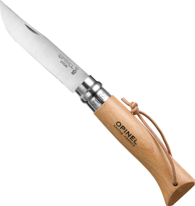 Opinel No.08 Stainless Steel + Leather Lace (1321)